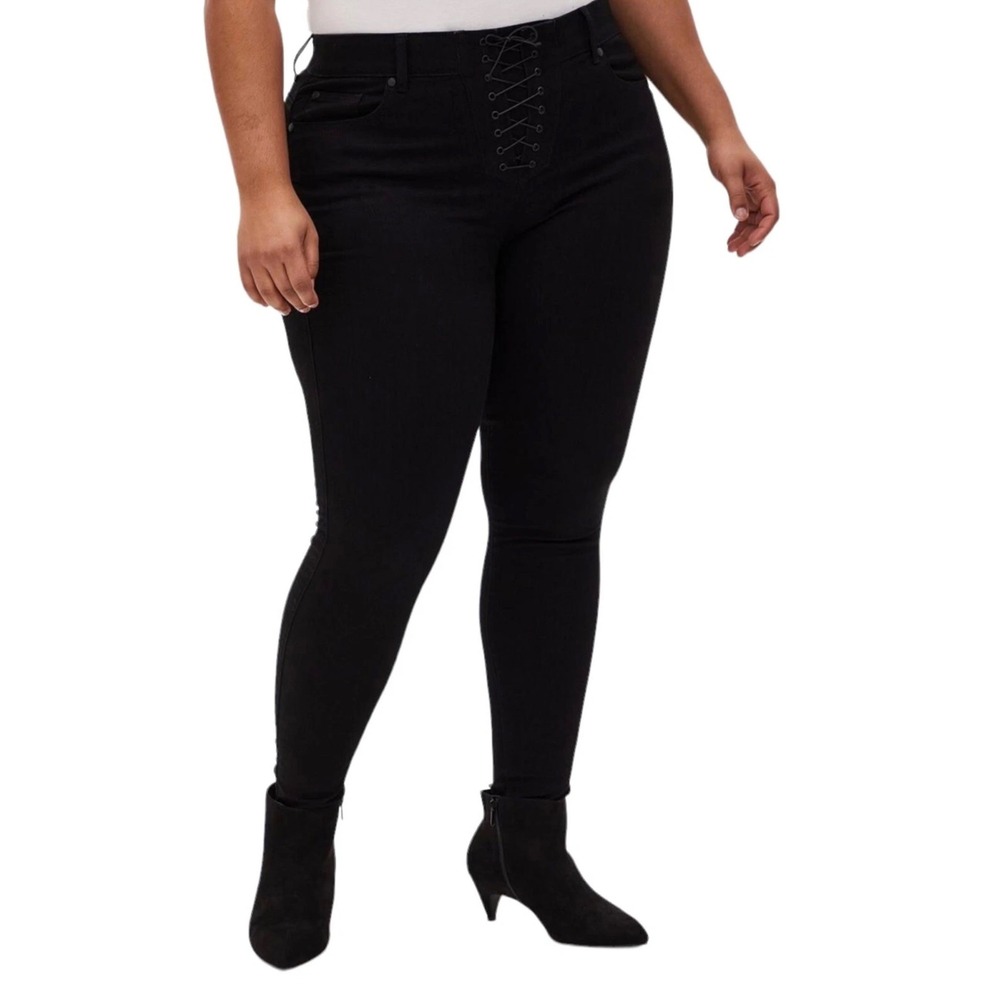 Torrid Womens Super Soft Bombshell Skinny Jeans 16R Lace Up Fly Goth Emo  Grunge